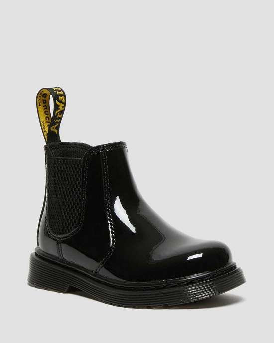 Botas Chelsea Dr. Martens 2976 Patent Niño Negros MX-76438